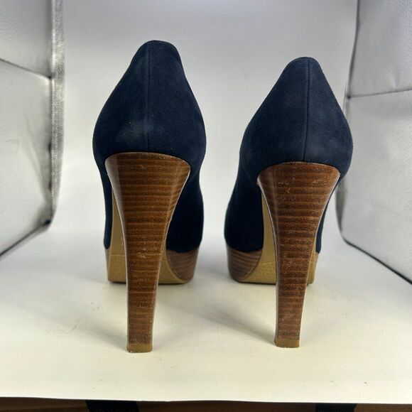 Stuart Weitzman Stilts Platform Pumps Suede leather ladies 7.5 nice blue shoes - Picture 9 of 14
